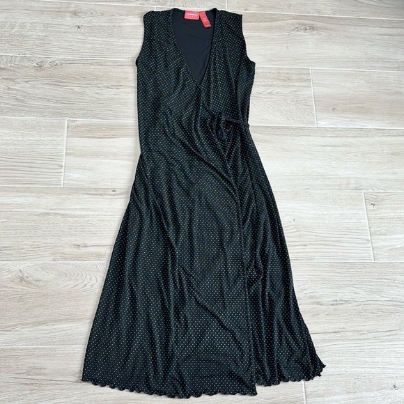 Liz Claiborne Dresses & Skirts - Liz Claiborne Polka Dot Sleeveless Wrap Maxi Dress Black and White